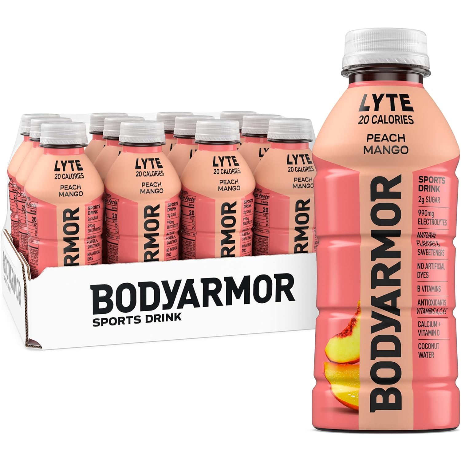16 Fl Oz (Pack of 12) BODYARMOR LYTE Sports Drink Low-Calorie Sports Beverage, Peach Mango [w/S&S]
