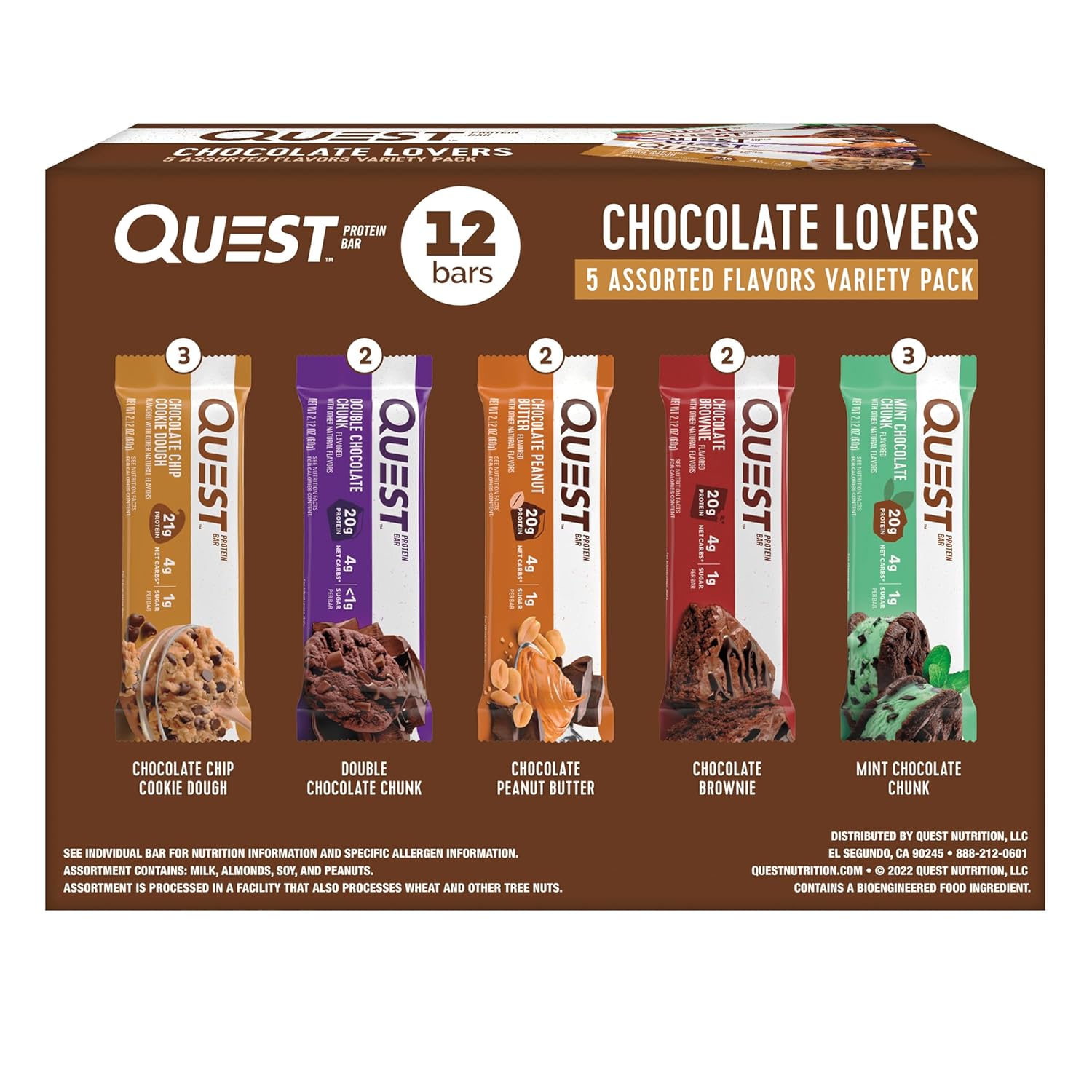 12 Count Quest Nutrition Chocolate Lovers Variety Pack, High Protein, Low Carb, Gluten Free, Keto Friendly [w/S&S]