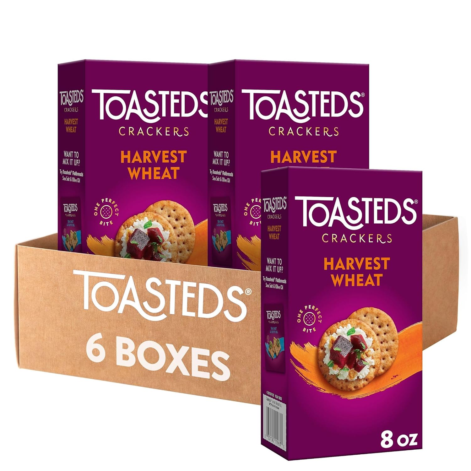 (6 Boxes) 8 oz Toasteds Crackers, Harvest Wheat flavor [w/S&S]