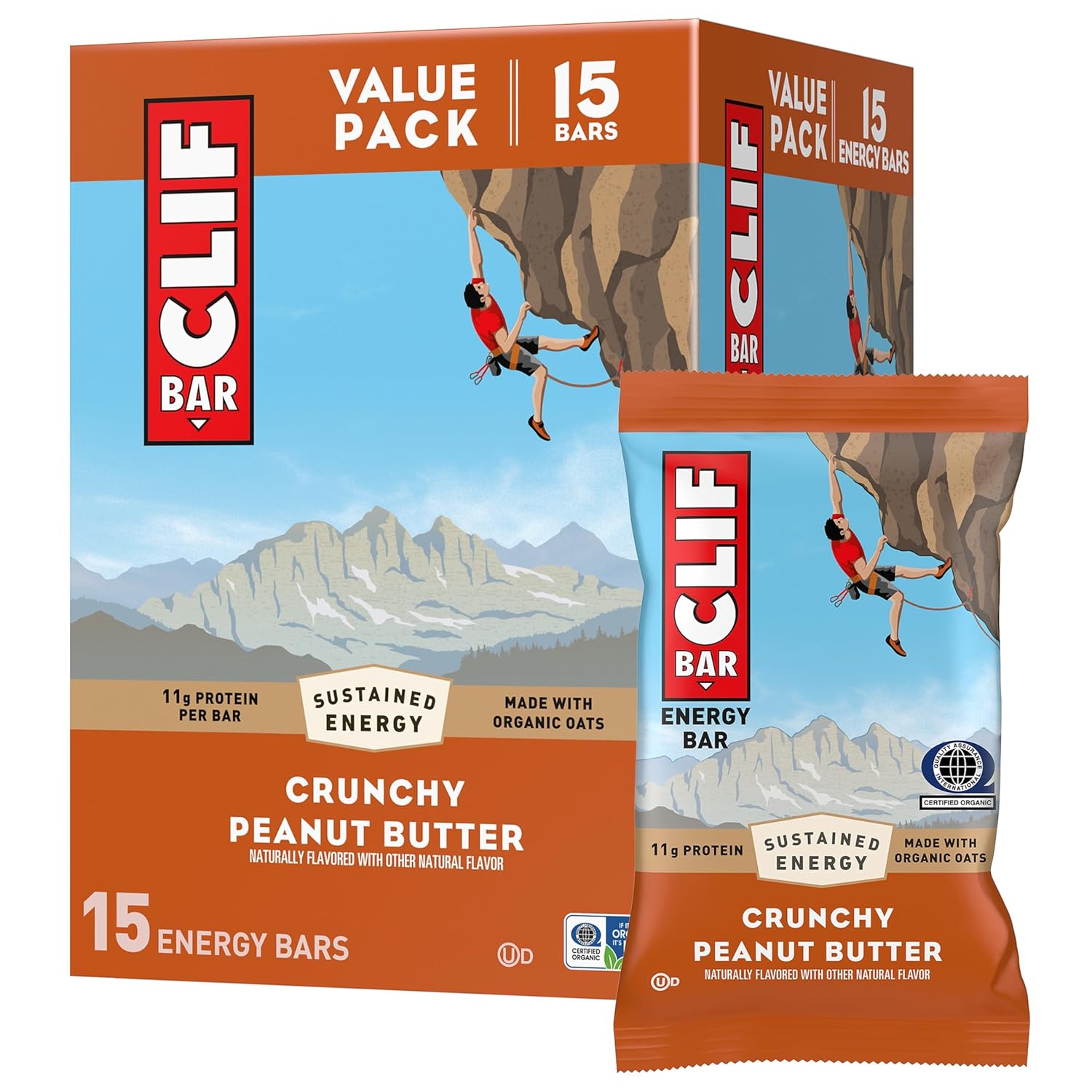 (15 Pack) CLIF BAR Protein Bars, Crunchy Peanut Butter [w/S&S]