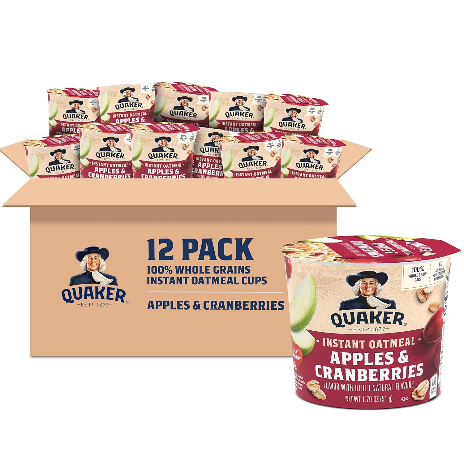 1.79 Ounce (Pack of 12) Quaker Instant Oatmeal Instant Oats Express, Apple Cranberry [w/S&S]