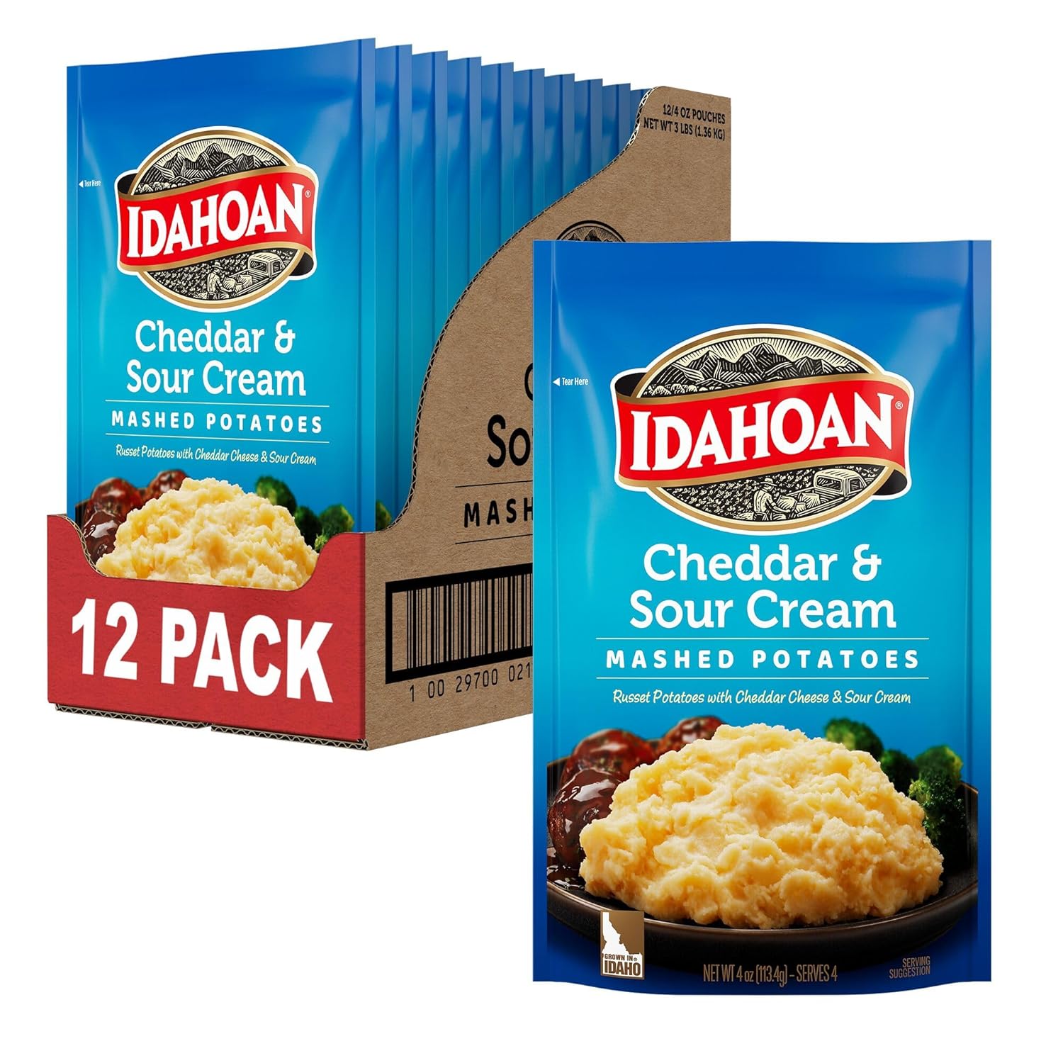 4 ounce (Pack of 12) Idahoan Cheddar & Sour Cream Mashed Potatoes