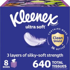 Kleenex Ultra Soft Facial Tissues, 8 Cube Boxes, 80 Tissues per Box, 3-Ply [w/S&S]