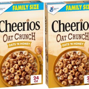 24 oz (Pack of 2) Cheerios Oat Crunch Oats & Honey Oat Breakfast Cereal, Family Size