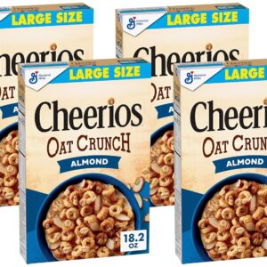 18.2 oz (Pack of 4) Cheerios Oat Crunch Almond Oat Breakfast Cereal, Large Size