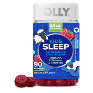 90-Count OLLY Kids Sleep Gummy, 0.5mg Melatonin per 1 gummy, Raspberry Flavor, Childrens Chewable Supplement [w/S&S]