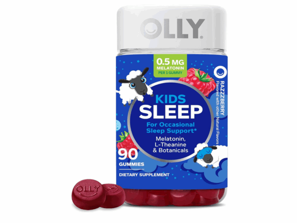90-Count OLLY Kids Sleep Gummy, 0.5mg Melatonin per 1 gummy, Raspberry Flavor, Childrens Chewable Supplement [w/S&S]