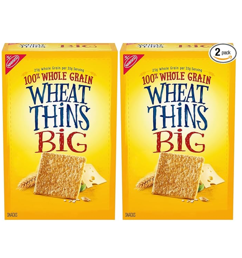 (Pack of 2) 8 oz Wheat Thins BIG Whole Grain Wheat Crackers