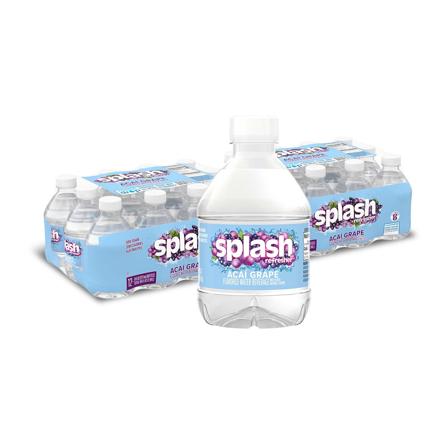 (24 Count) 8 Fl Oz Splash Refresher, Acai Grape Flavor Water Beverage [w/S&S]