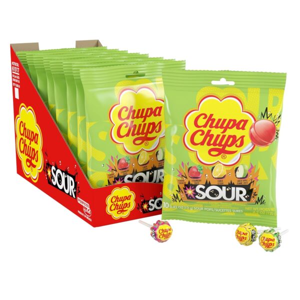 (Pack of 8) 4.2 oz Chupa Chups SOUR Lollipops, Variety Pack [w/S&S]