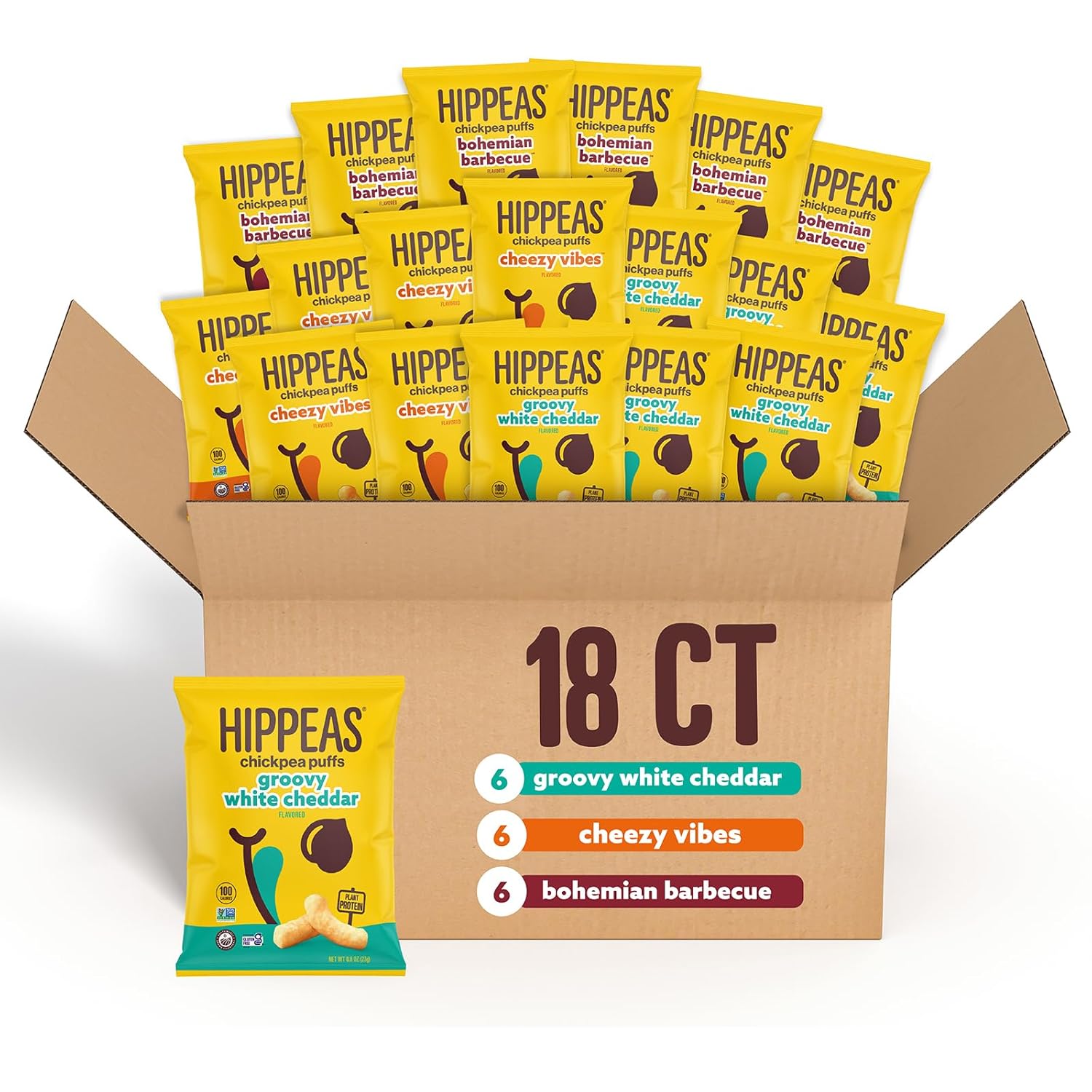 (Pack of 18) 0.8 Ounce Hippeas Chickpea Puffs, Variety Pack [w/S&S]