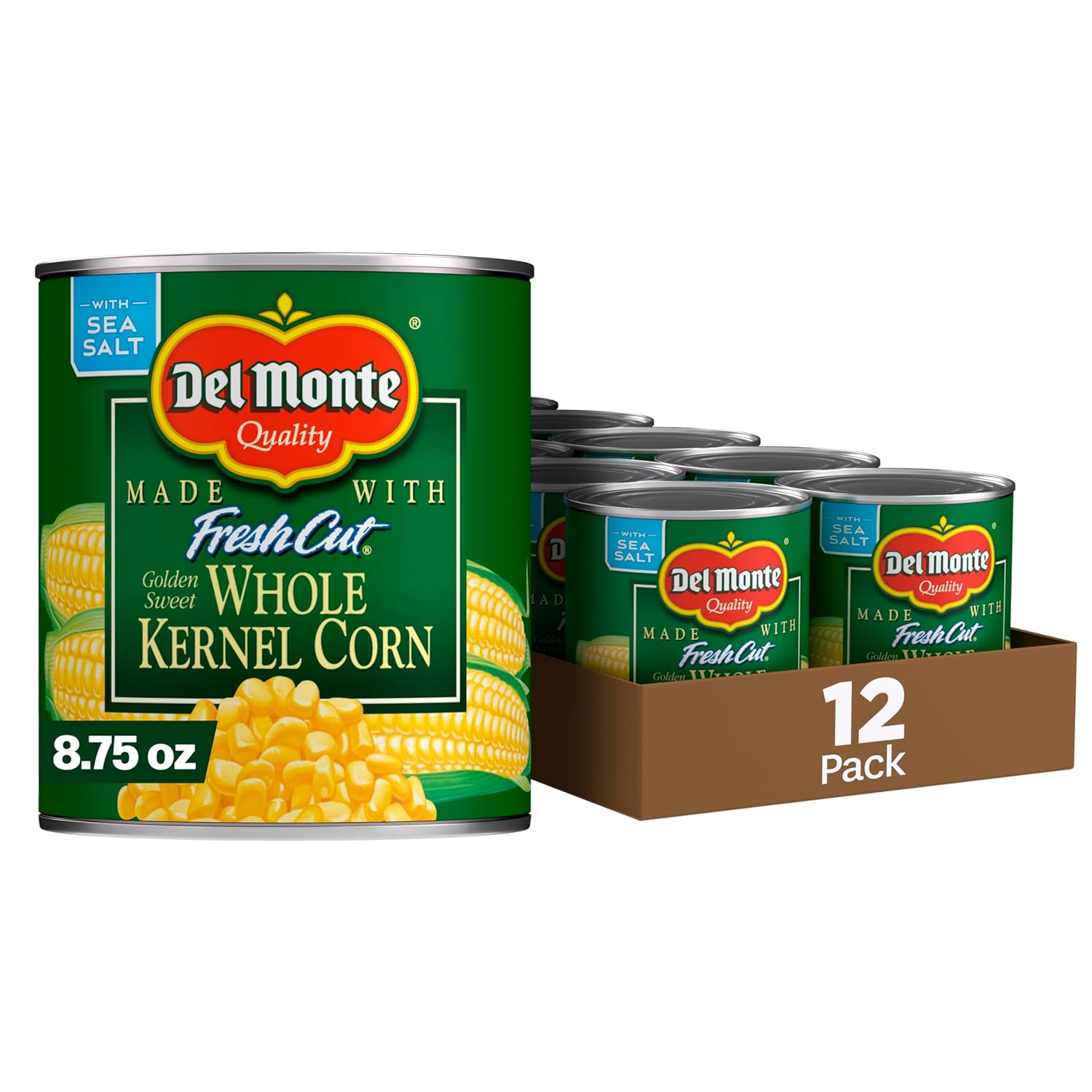 (Pack of 12) 8.75-Ounce Del Monte Canned Fresh Cut Golden Sweet Whole Kernel Corn