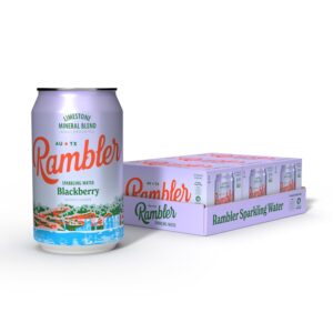 (24 Cans) 12-Ounce Cans AUTX RAMBLER Sparkling Water,  Blackberry Flavor