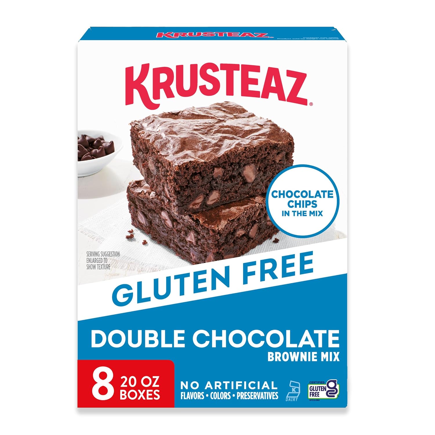 20-ounce Boxes (Pack of 8) Krusteaz Gluten Free Double Chocolate Brownie Mix, Includes Chocolate Chips [w/S&S]