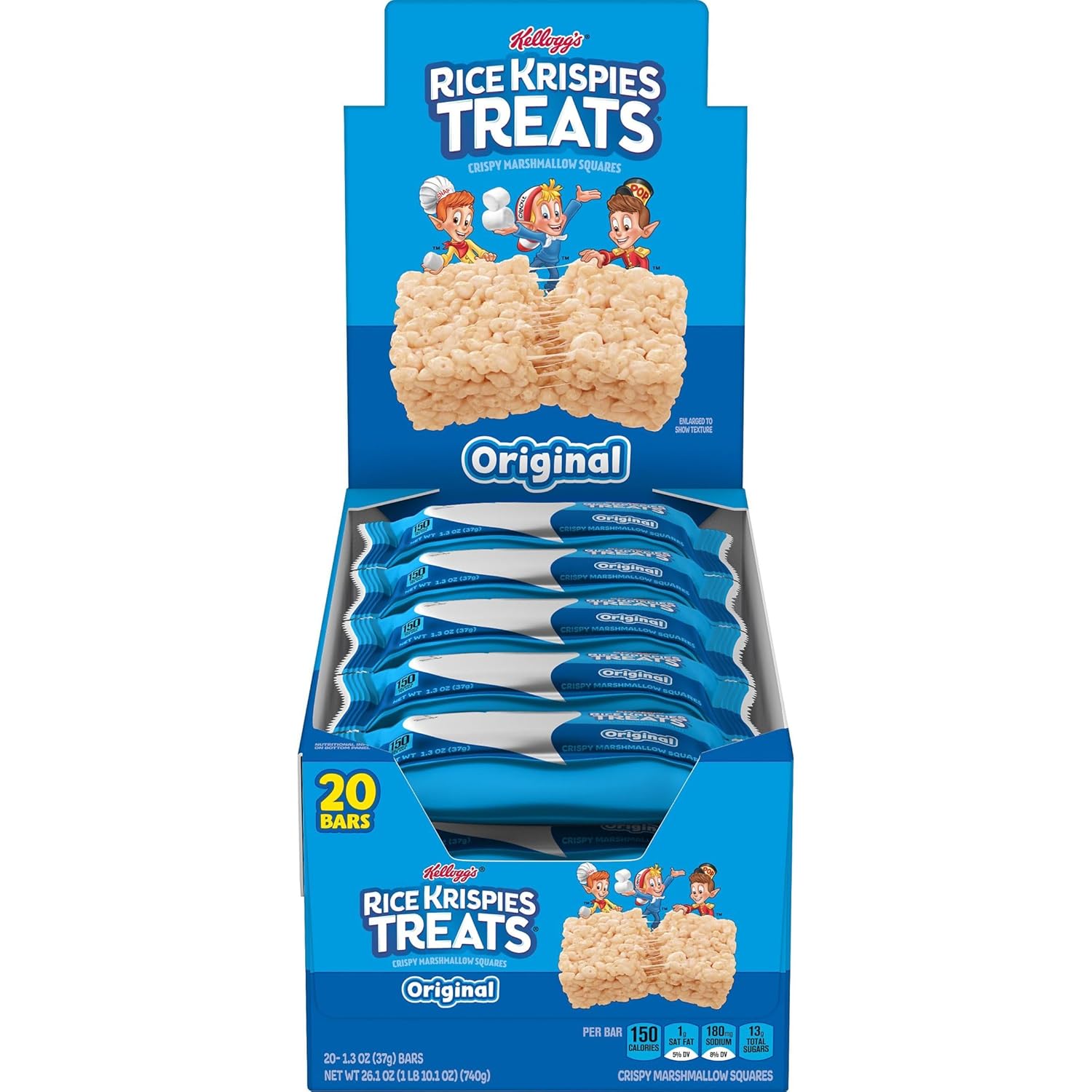 (20 Bars) Rice Krispies Treats Marshmallow Snack Bars, Original