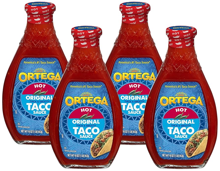 16 oz (Pack of 4) Ortega Taco Sauce, Hot