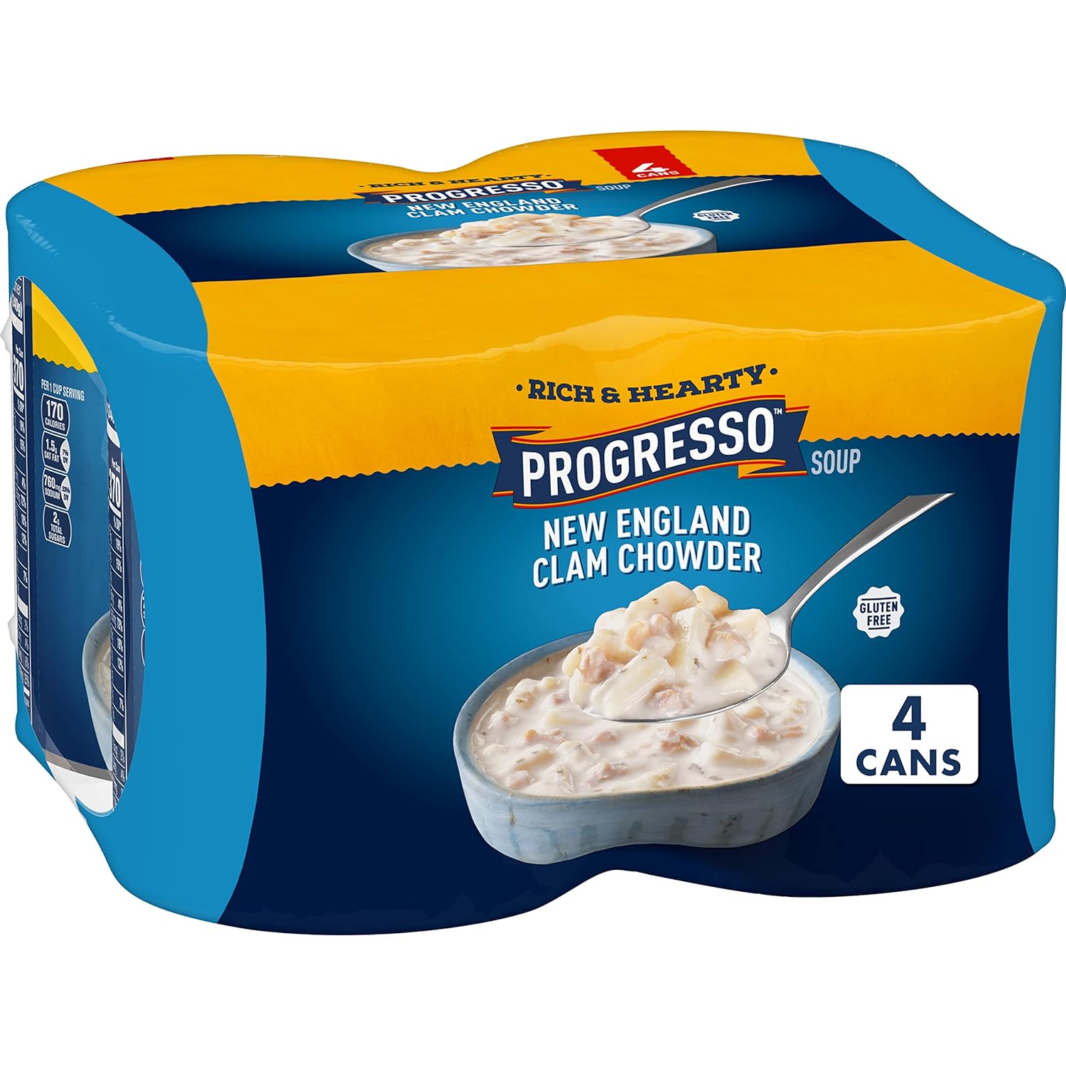 (4 Pack)18.5 oz Progresso Rich & Hearty, New England Clam Chowder Soup