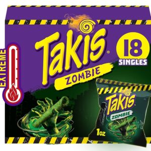 (18-count) 1 oz Takis Zombie, Habanero & Cucumber Flavored Extreme Spicy Rolled Tortilla Chips