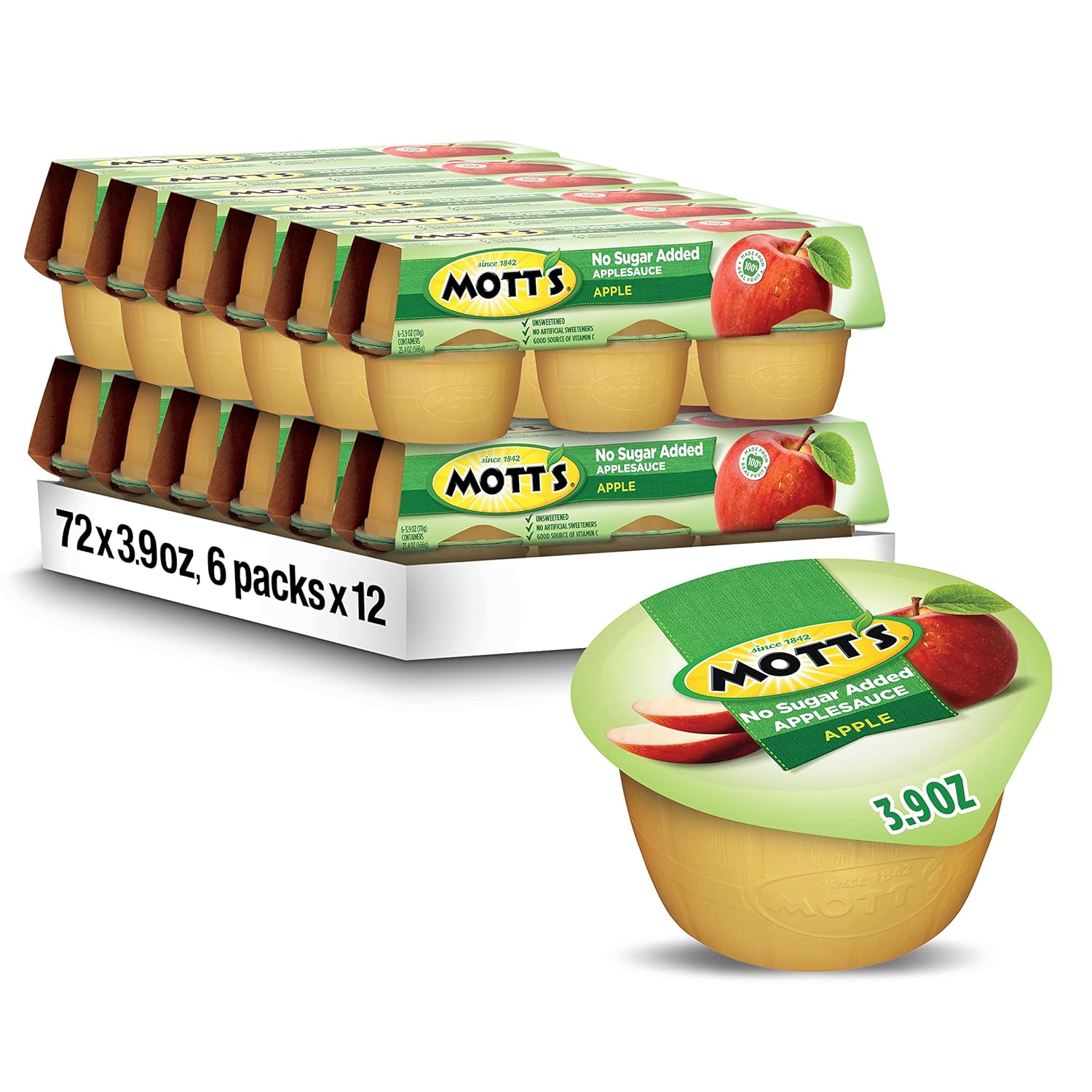 (72-Count) 3.9 Oz Cups Mott’s No Sugar Added Applesauce [w/S&S]