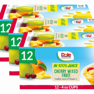 (Pack of 3) Dole Fruit Bowls Snacks Cherry Mixed Fruit in 100% Juice Snacks, 4oz 12 Total Cups