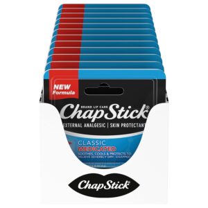 0.15 Ounce(Pack of 12) ChapStick Classic Medicated Lip Balm Tubes, Unflavored