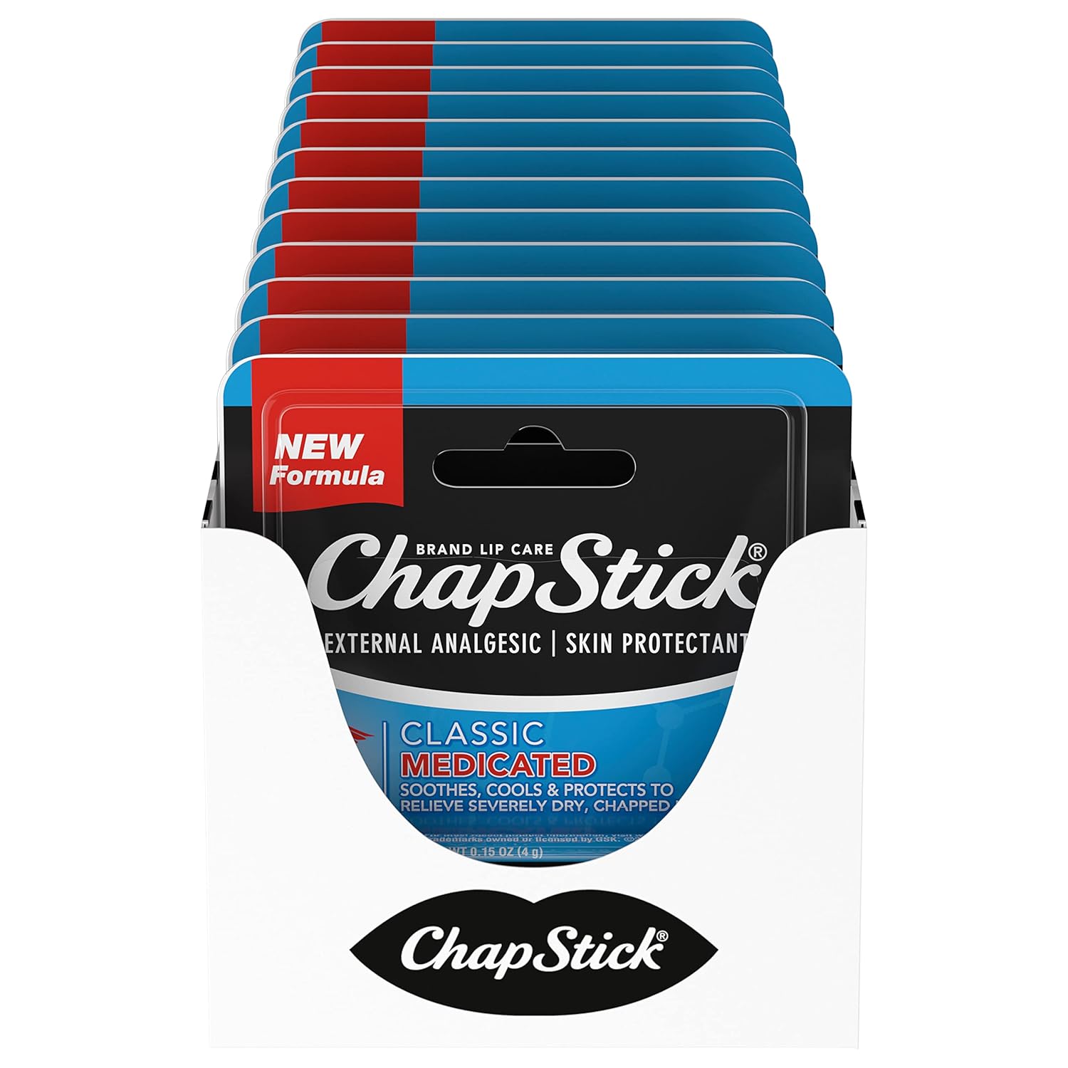 0.15 Ounce(Pack of 12) ChapStick Classic Medicated Lip Balm Tubes, Unflavored