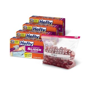160 Total, 40 Count (Pack of 4) Hefty Slider Calendar Storage Bags, Quart Size [w/S&S]