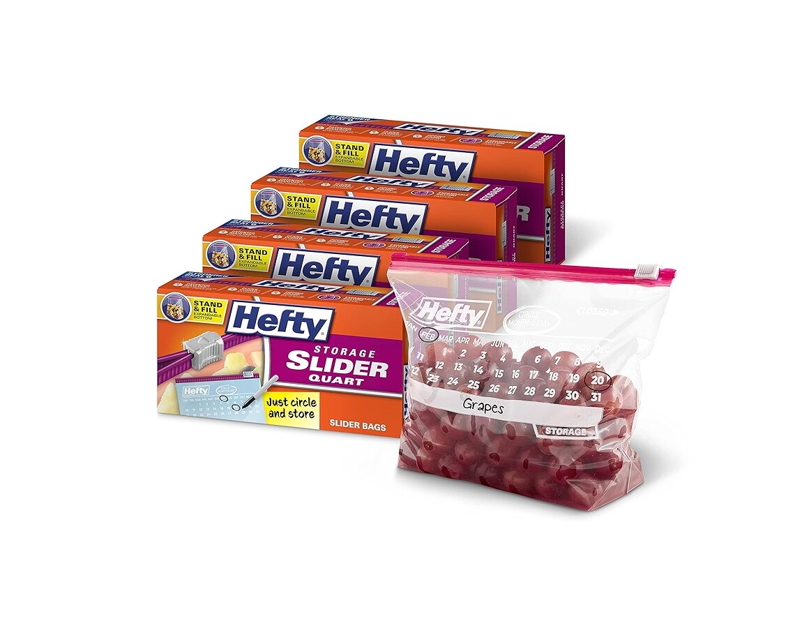 160 Total, 40 Count (Pack of 4) Hefty Slider Calendar Storage Bags, Quart Size [w/S&S]