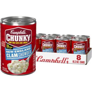 (Case of 8)16.3 Oz Can Campbell’s Chunky Soup, New England Clam Chowder [w/S&S]