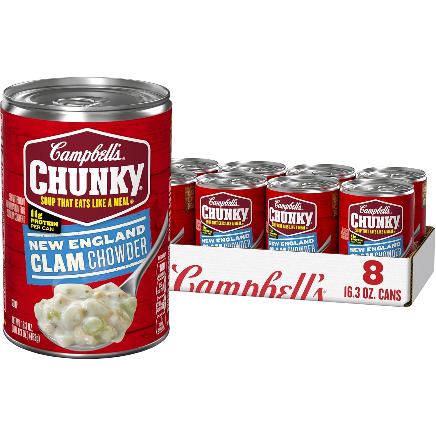 (Case of 8)16.3 Oz Can Campbell’s Chunky Soup, New England Clam Chowder [w/S&S]