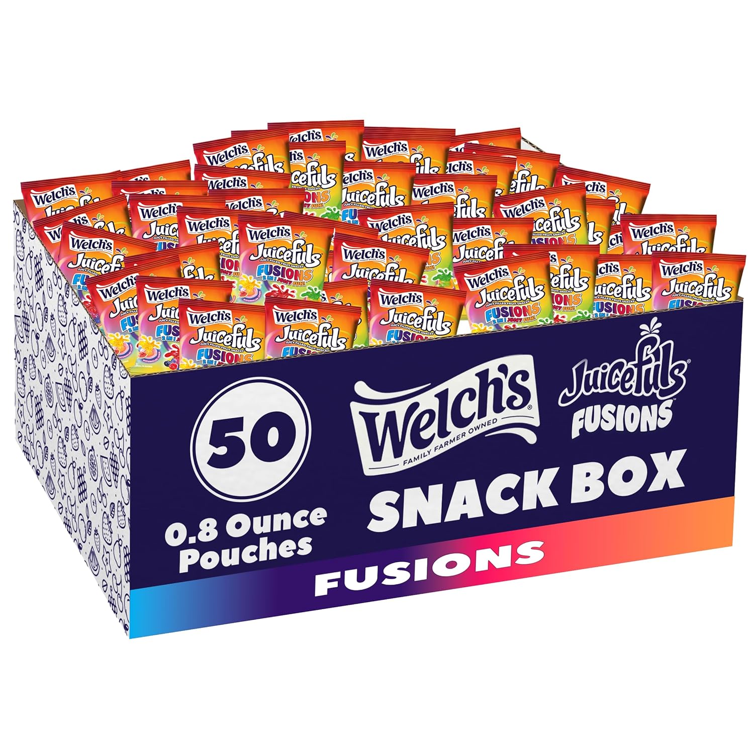 0.8oz (Pack of 50) Welch’s Fruit Snacks, Juicefuls Fusions, Assorted Fruit Flavor [w/S&S]