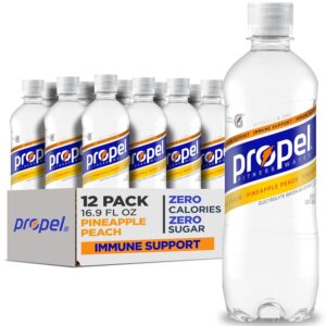 (12 Pack) 16.9 fl oz Propel Immune Support Electrolyte Enhanced Water Sports Drink, Pineapple Peach Flavored Water