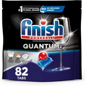82 Count Finish Quantum Dishwasher Pods, No Pre-Rinse Dishwasher Detergent Soap Removes 24HR Dried-On Stain and Grease [w/S&S]