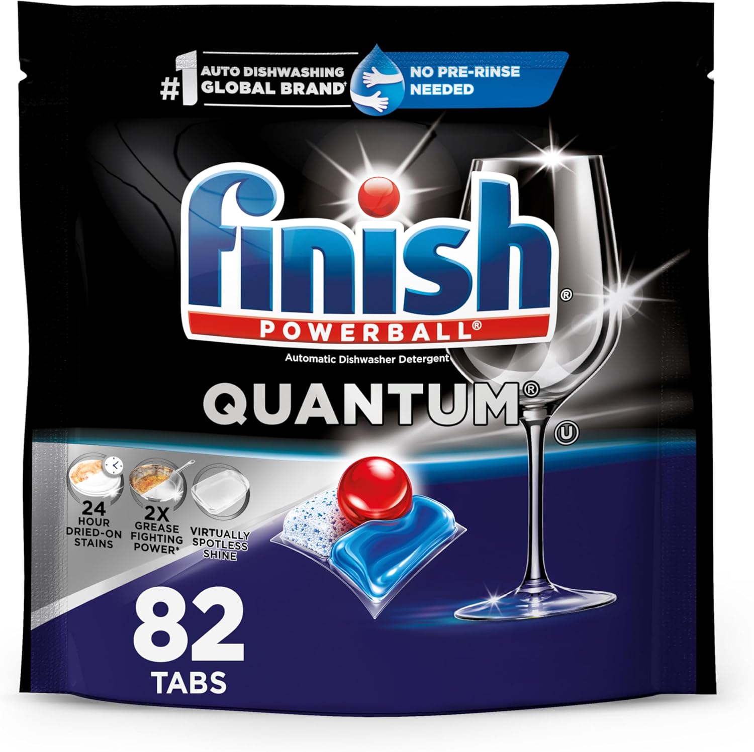 82 Count Finish Quantum Dishwasher Pods, No Pre-Rinse Dishwasher Detergent Soap Removes 24HR Dried-On Stain and Grease [w/S&S]