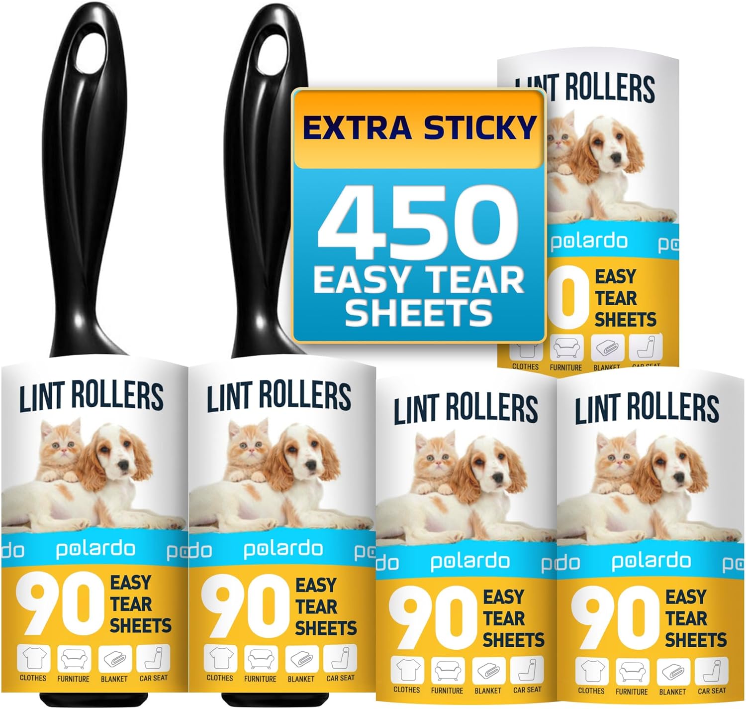 5 pcs Lint Rollers for Pet Hair (450 Sticky Sheets) [w/S&S][Coupon]