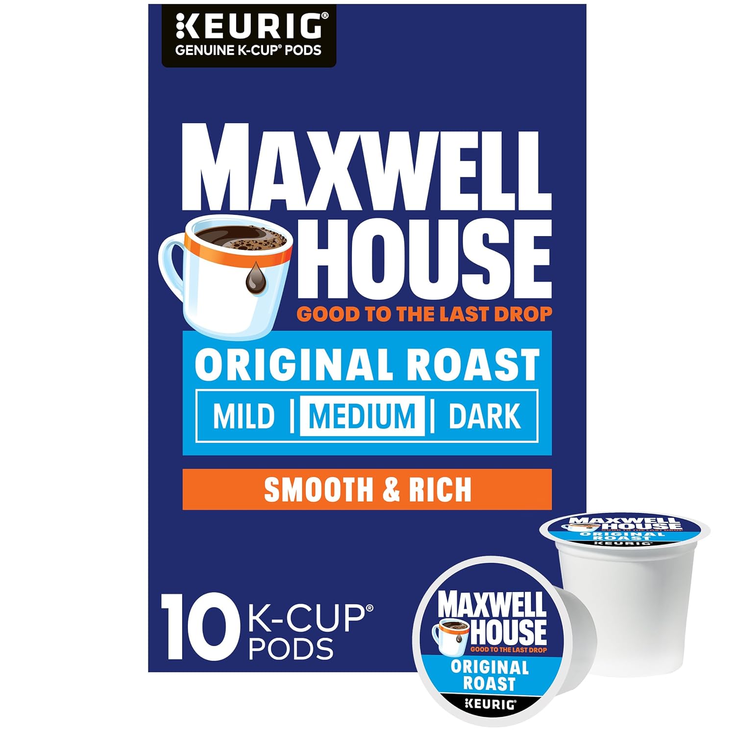 10 ct Box – Maxwell House Original Roast Medium Roast K-Cup Coffee Pods [w/S&S] [25% coupon]
