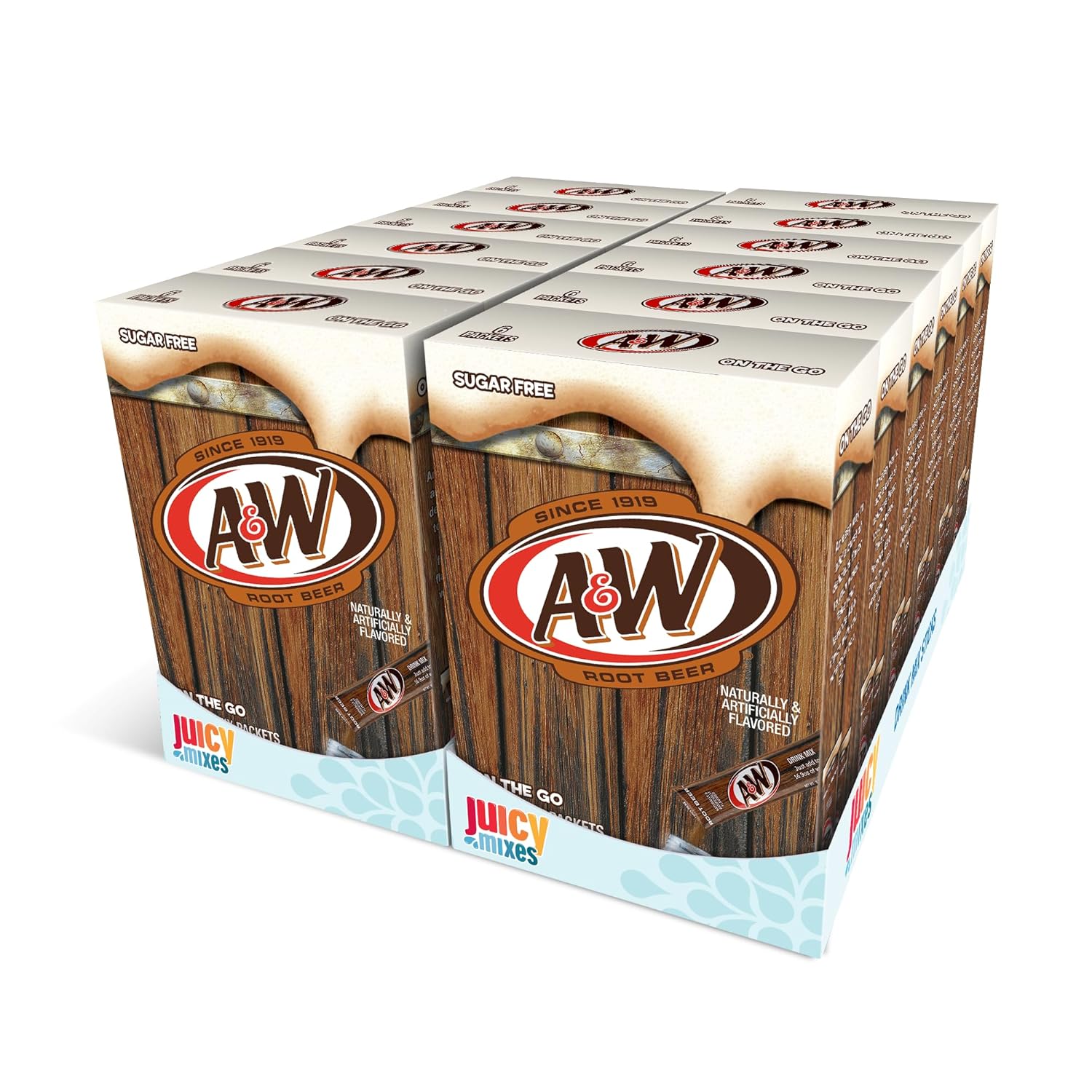 (12 boxes, 72 sticks) A&W Root Beer Powder Drink Mix [w/S&S]