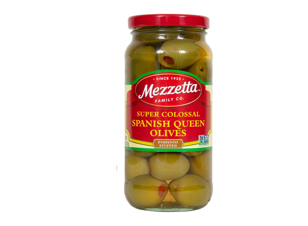10 Ounce Mezzetta Spanich Queen Olives, Super Colossal Pimento Stuffed
